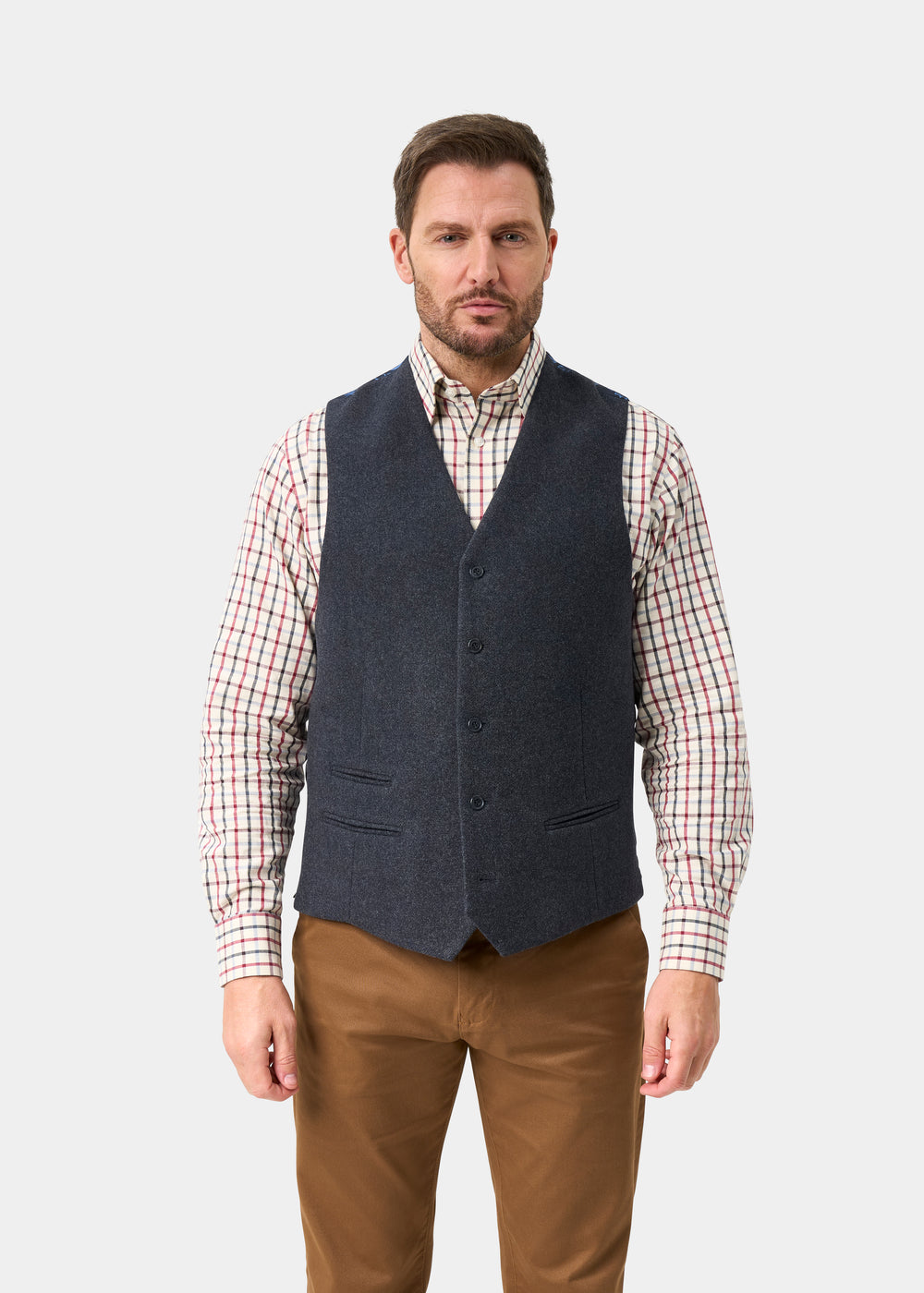 Surrey Men's Tweed Water Repellent Lined Waistcoat in Blue  -  Regular Fit