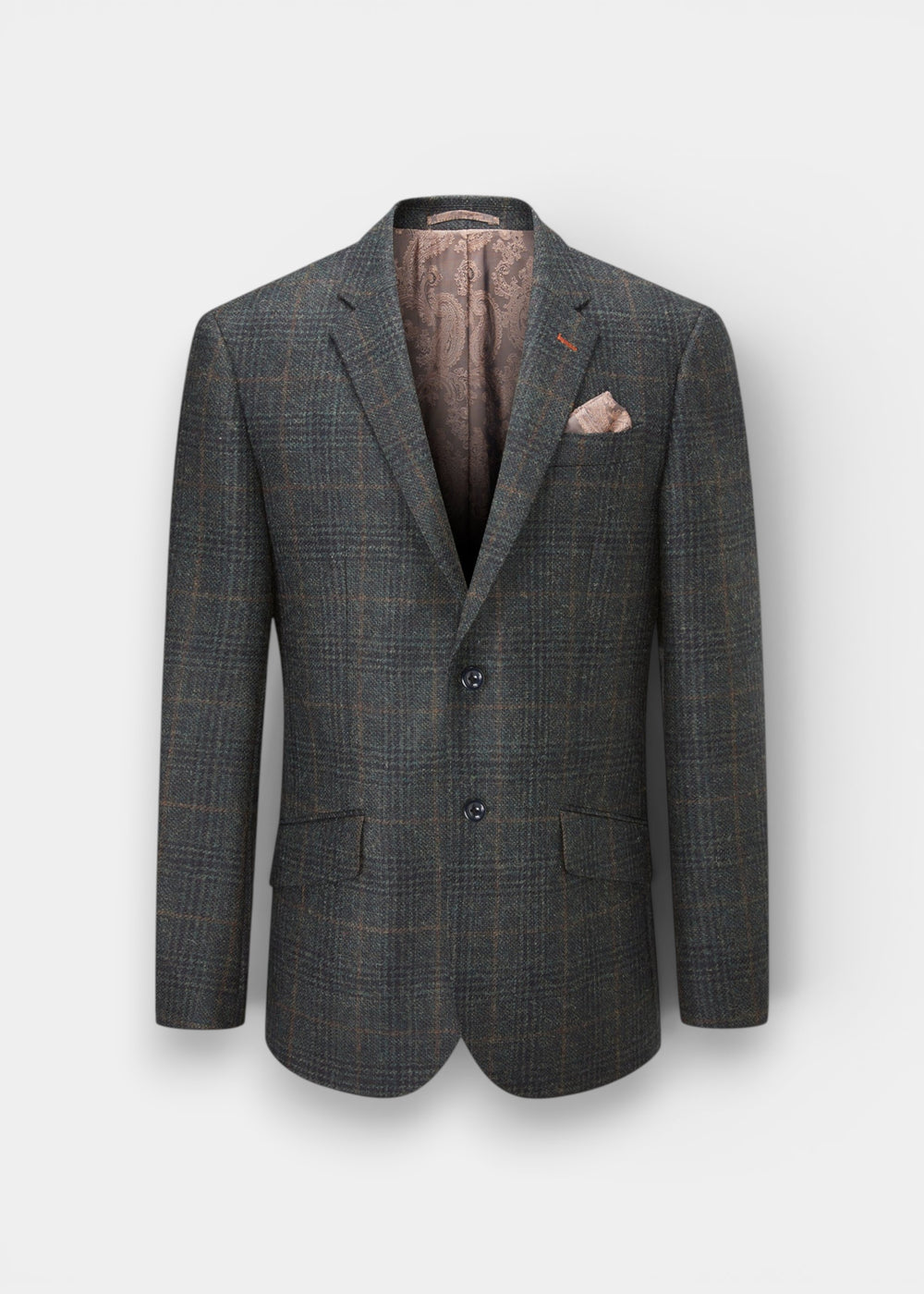 Surrey Tweed Lined Blazer In Green Check - Regular Fit