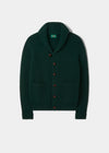 Usworth Men's Shawl Collar Lambswool Jumper In Tartan Green - Regular Fit
