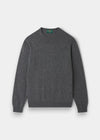 Alan Paine Brisbane crew neck jumper in grey Geelong wool with a regular fit and ribbed cuffs and hem.