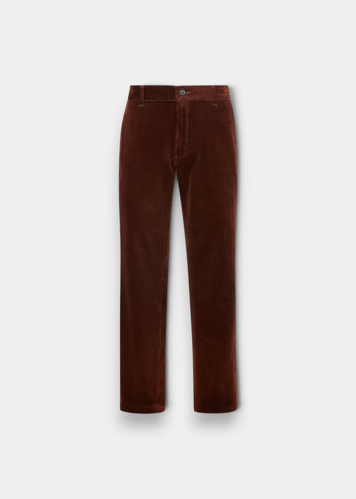 Alan Paine men's brown cotton corduroy trousers with a classic fly front and button fastening.