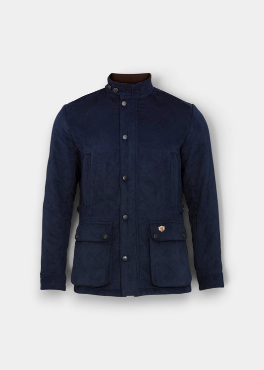 Alan Paine Felwell men's dark navy quilted jacket with a soft-touch water repellent finish and front flap pockets.