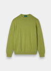 Alan Paine Leysmill crew neck jumper in lichen green, crafted from a soft Pima cotton and cashmere blend.