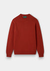 Alan Paine Kinnadie saffron crew neck jumper in supersoft Shetland and lambswool blend with ribbed cuffs and hem