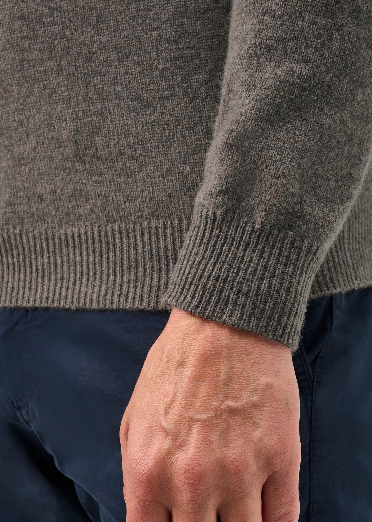 Bilsdean Men's Lambswool Long Sleeve Polo In Vole - Regular Fit