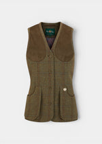 Combrook Ladies Tweed Water Repellent Shooting Waistcoat in Laurel -  Regular Fit