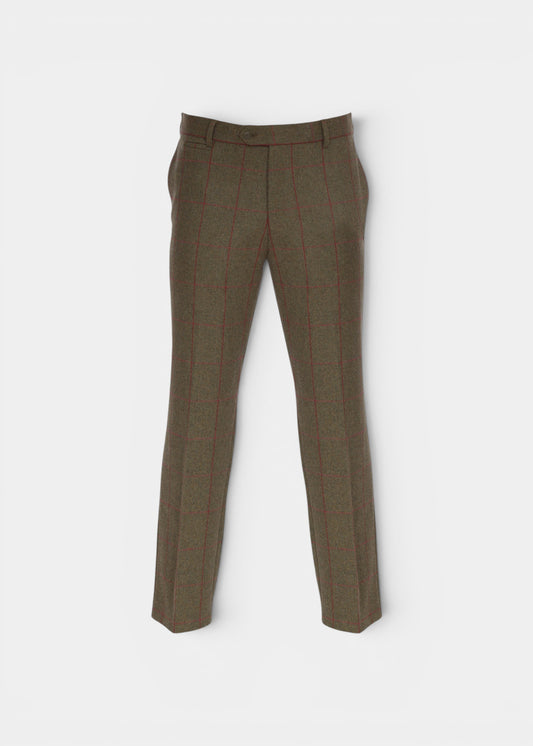 Combrook Men's Tweed Water Repellent Trousers in Sage  -  Regular Fit