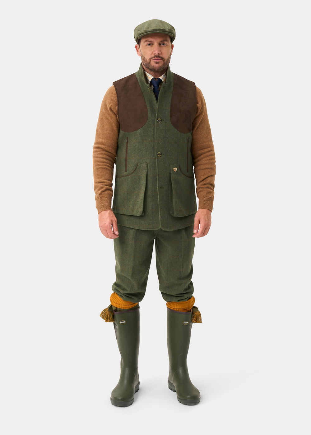 Combrook Men's Tweed Water Repellent Shooting Gilet in Mariner -  Shooting Fit