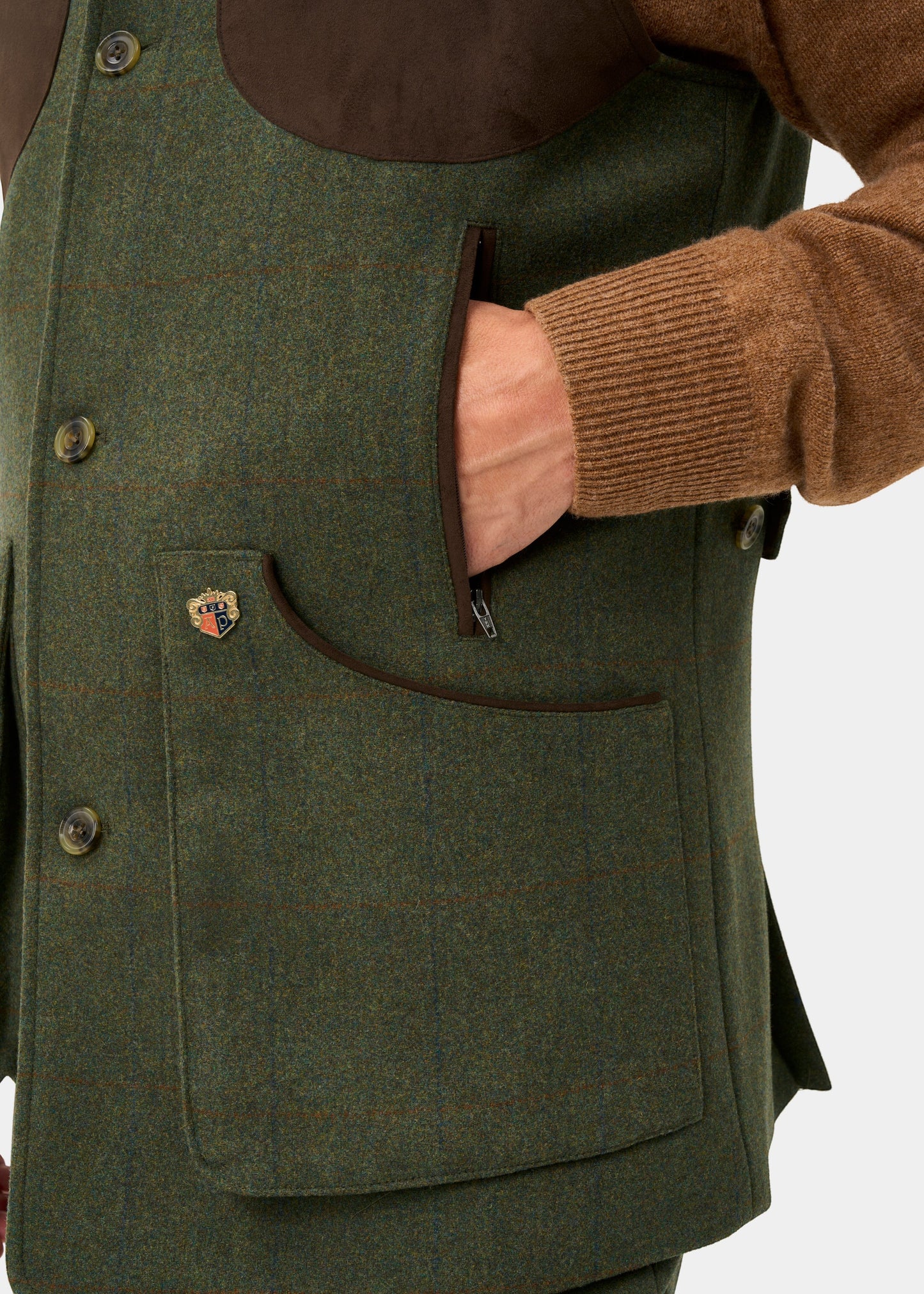 Combrook Men's Tweed Water Repellent Shooting Gilet in Mariner -  Shooting Fit