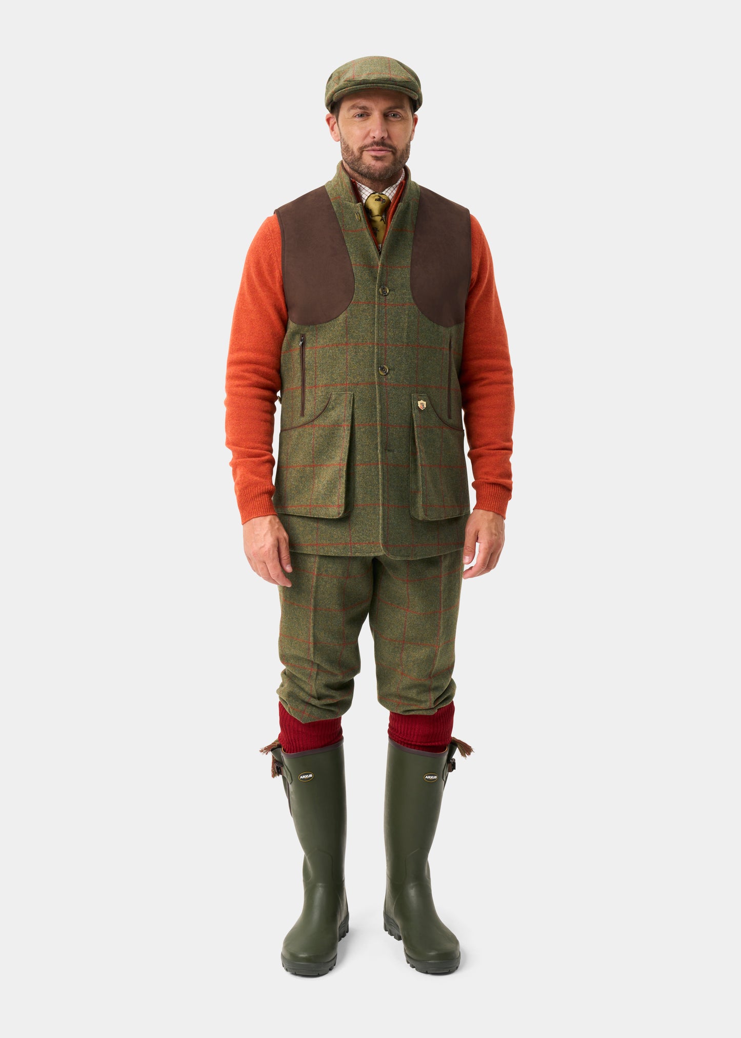 Combrook Men's Tweed Water Repellent Shooting Gilet in Reed -  Shooting Fit