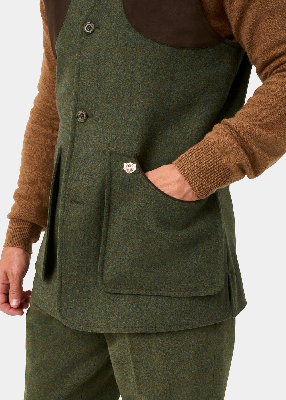 Combrook Men's Tweed Water Repellent Shooting Waistcoat in Mariner -  Shooting Fit