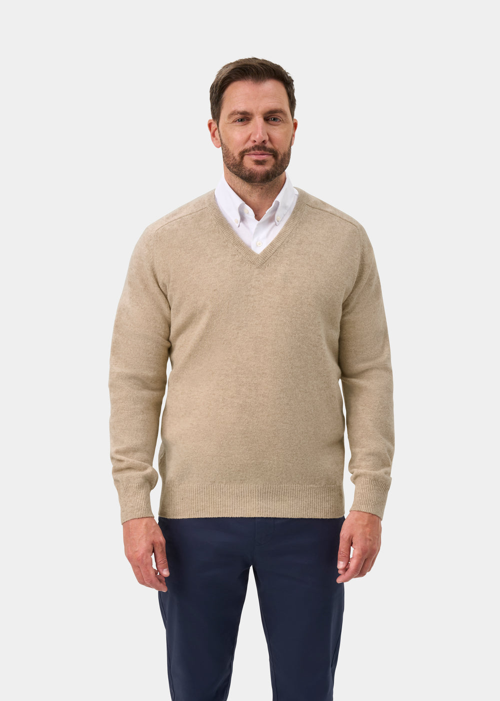 Hampshire Lambswool Jumper in Linen - Classic Fit