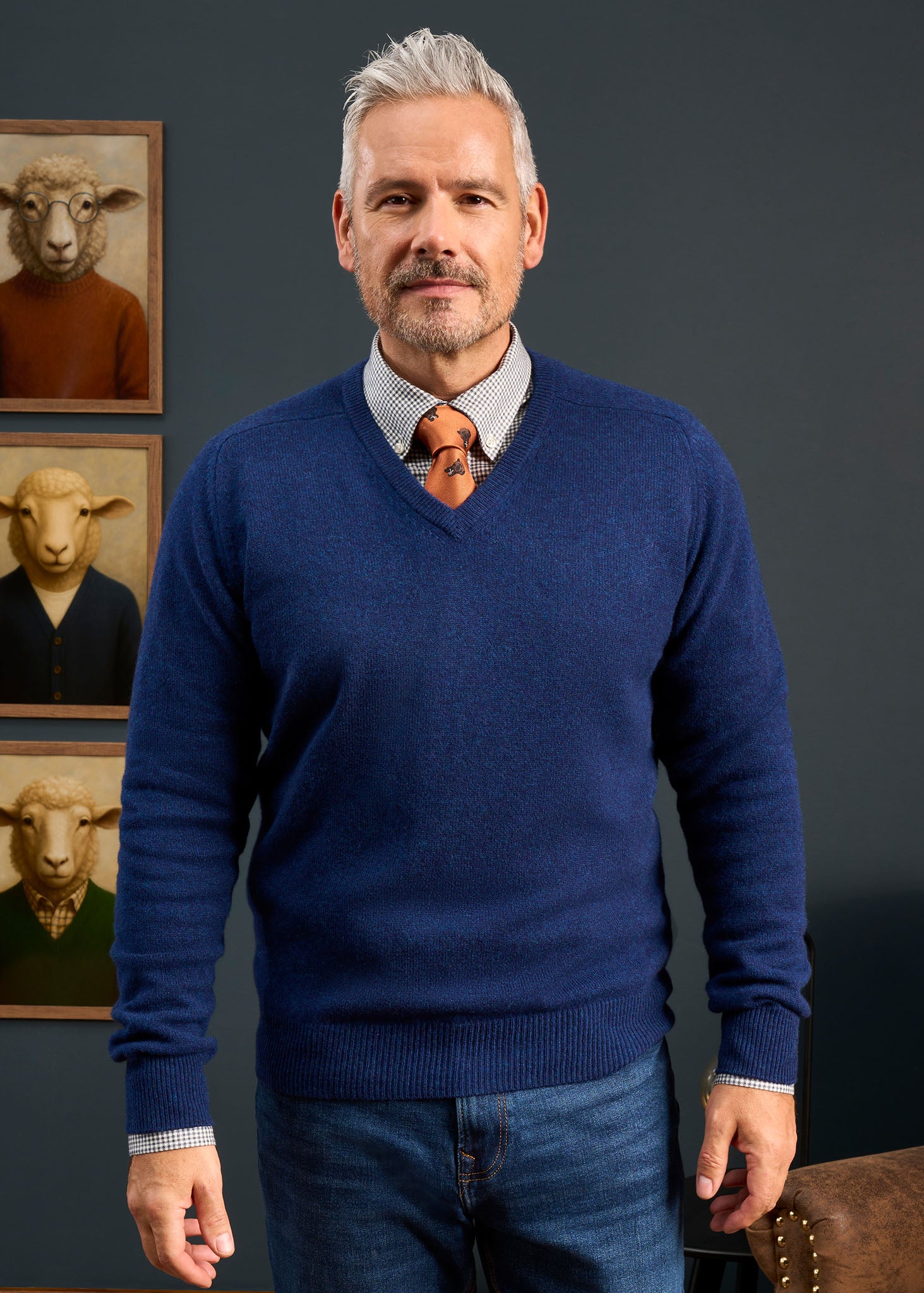 Hampshire Lambswool Jumper in Indigo 