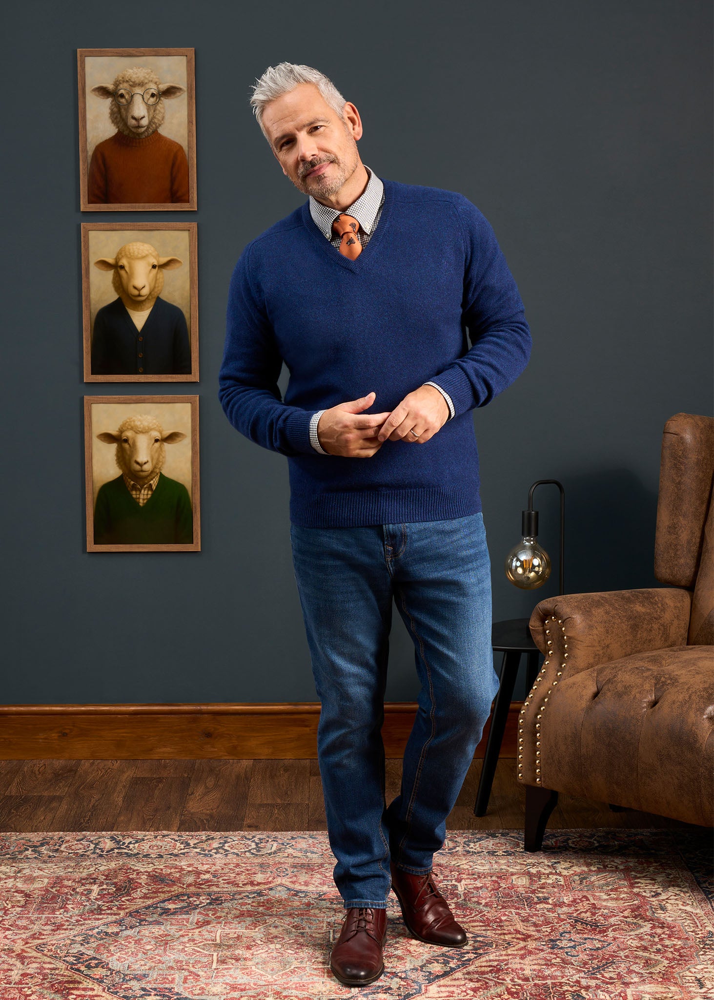 Hampshire Lambswool Jumper in Indigo 