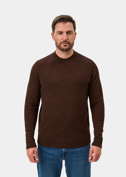 Kinnadie Supersoft Shetland Wool Crew Neck Jumper In Coffee - Regular Fit