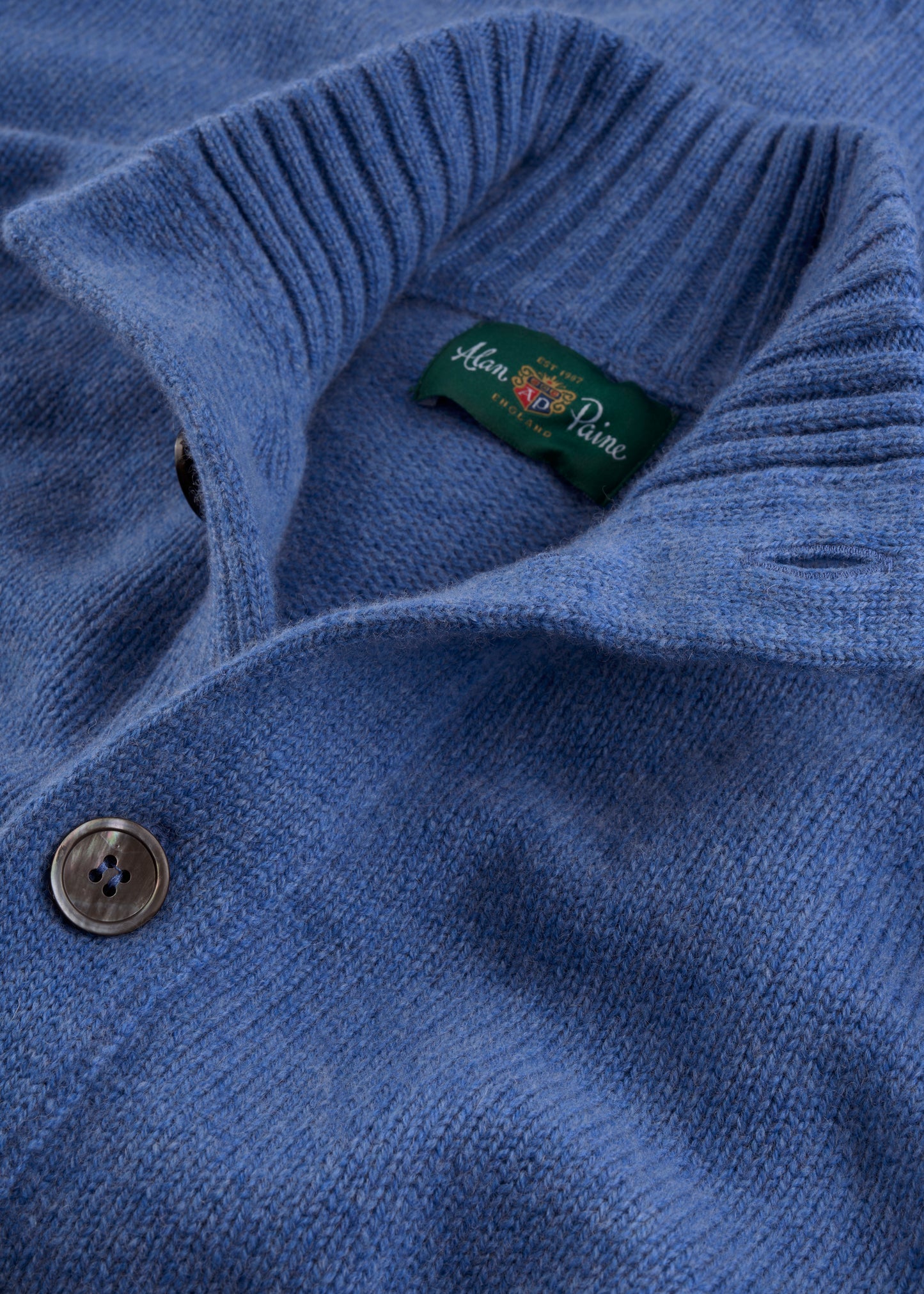 Men's Lambswool Buttoned Jumper in Blue Velvet