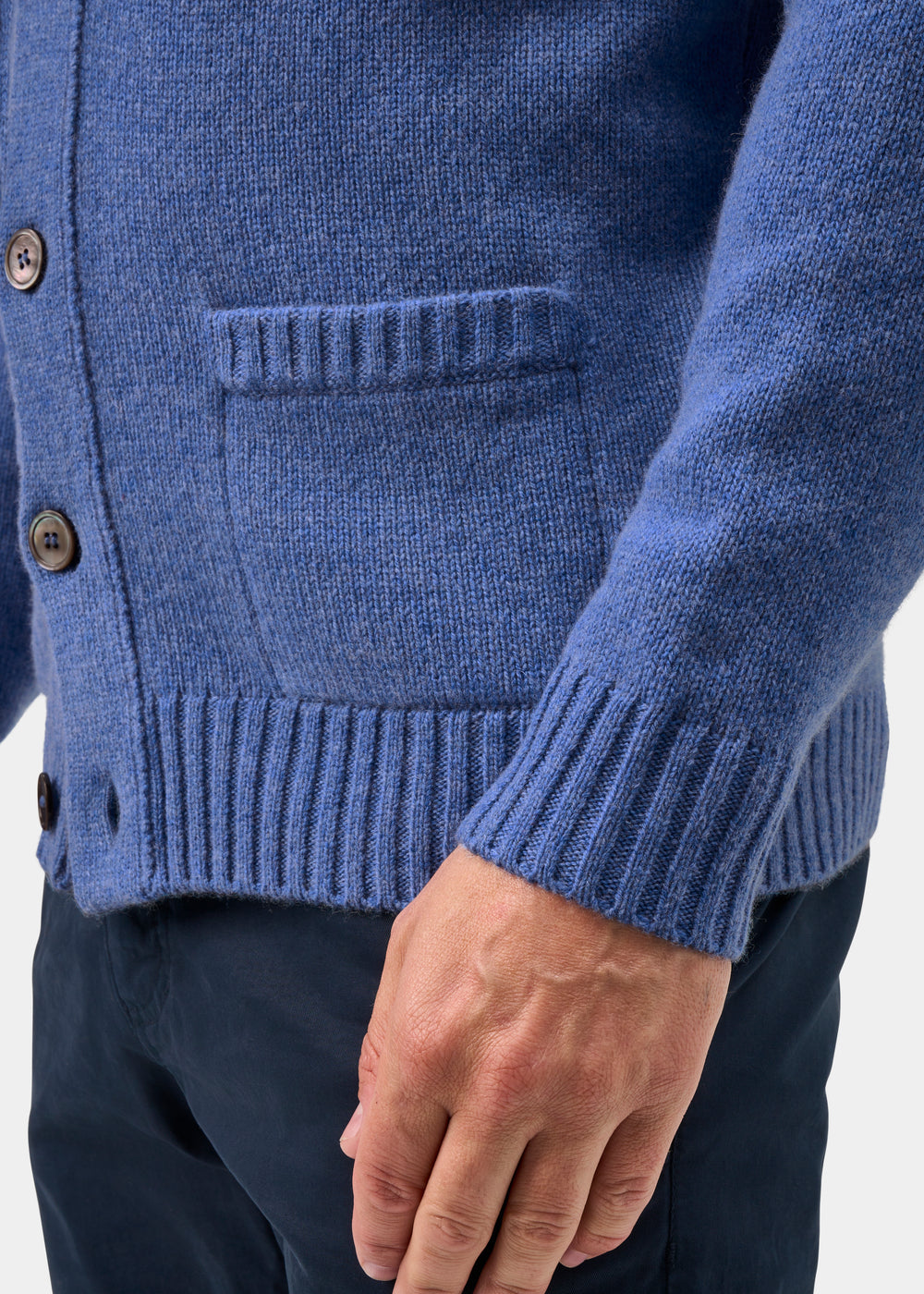 Landford Men's Lambswool Buttoned Jumper In Blue Velvet - Regular Fit