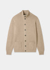 Men's Lambswool Buttoned Jumper With Mock Neck In Linen