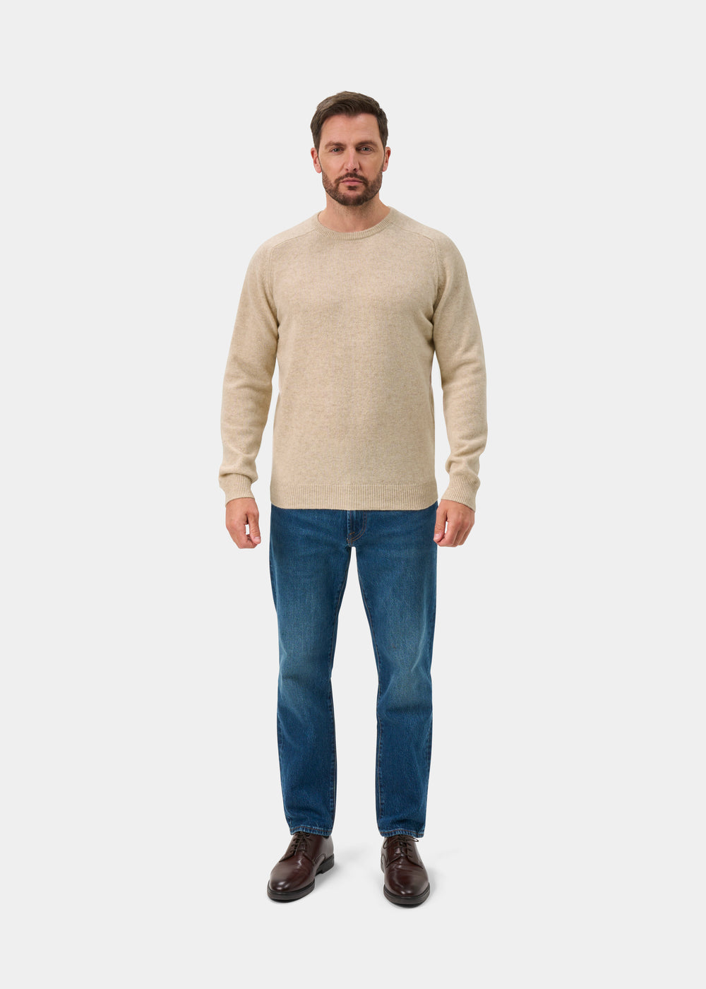 Lenzie Men's Lambswool Jumper In Linen - Regular Fit