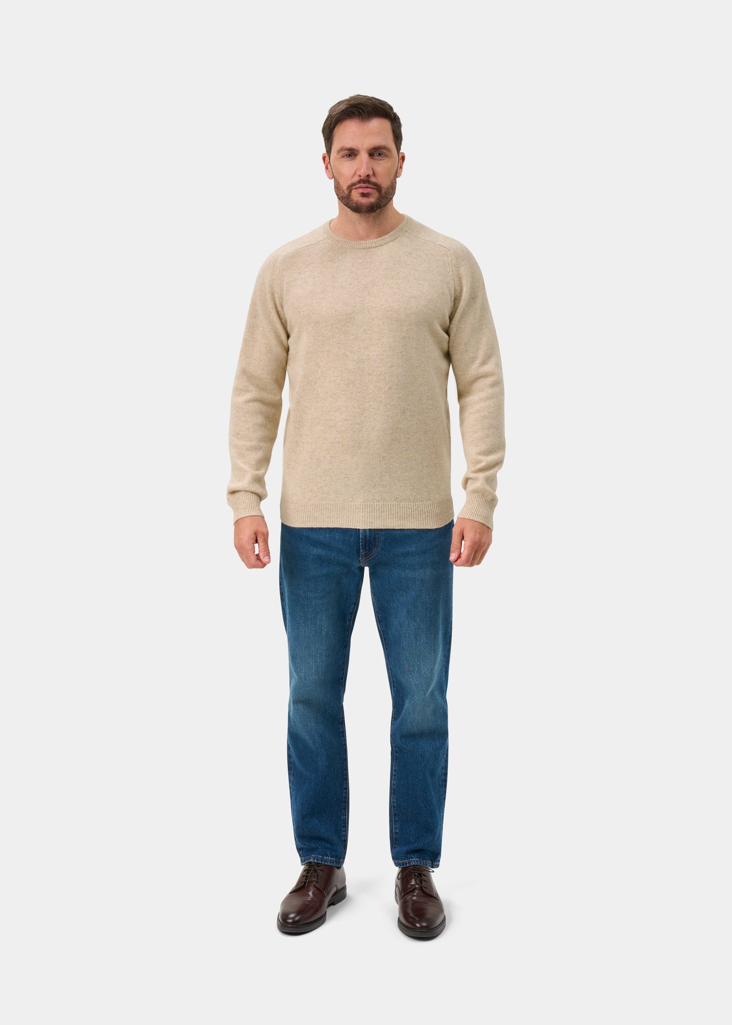 Lenzie Men's Lambswool Jumper In Linen - Regular Fit