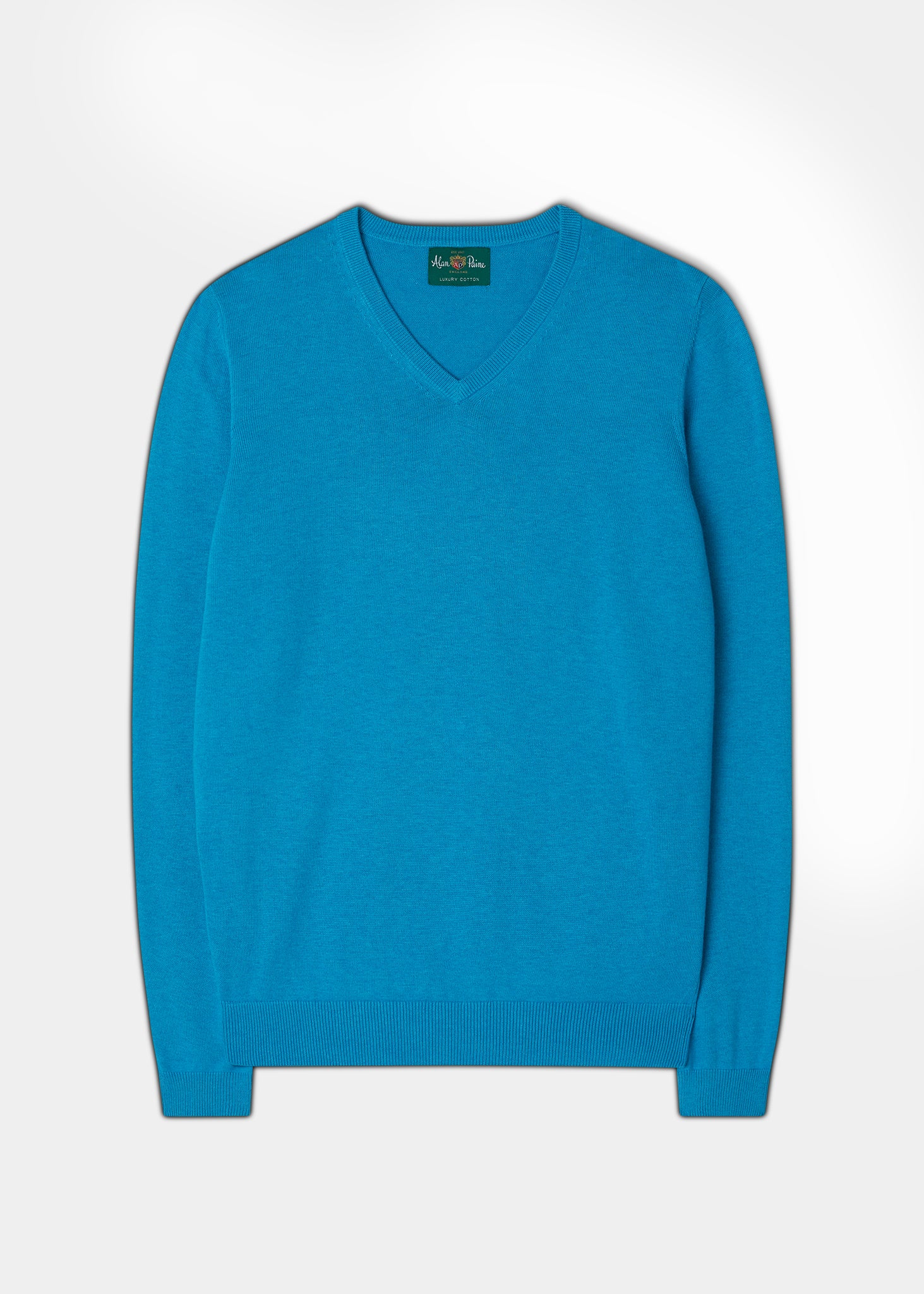 Men's Cotton Cashmere V-Neck Jumper In Malibu