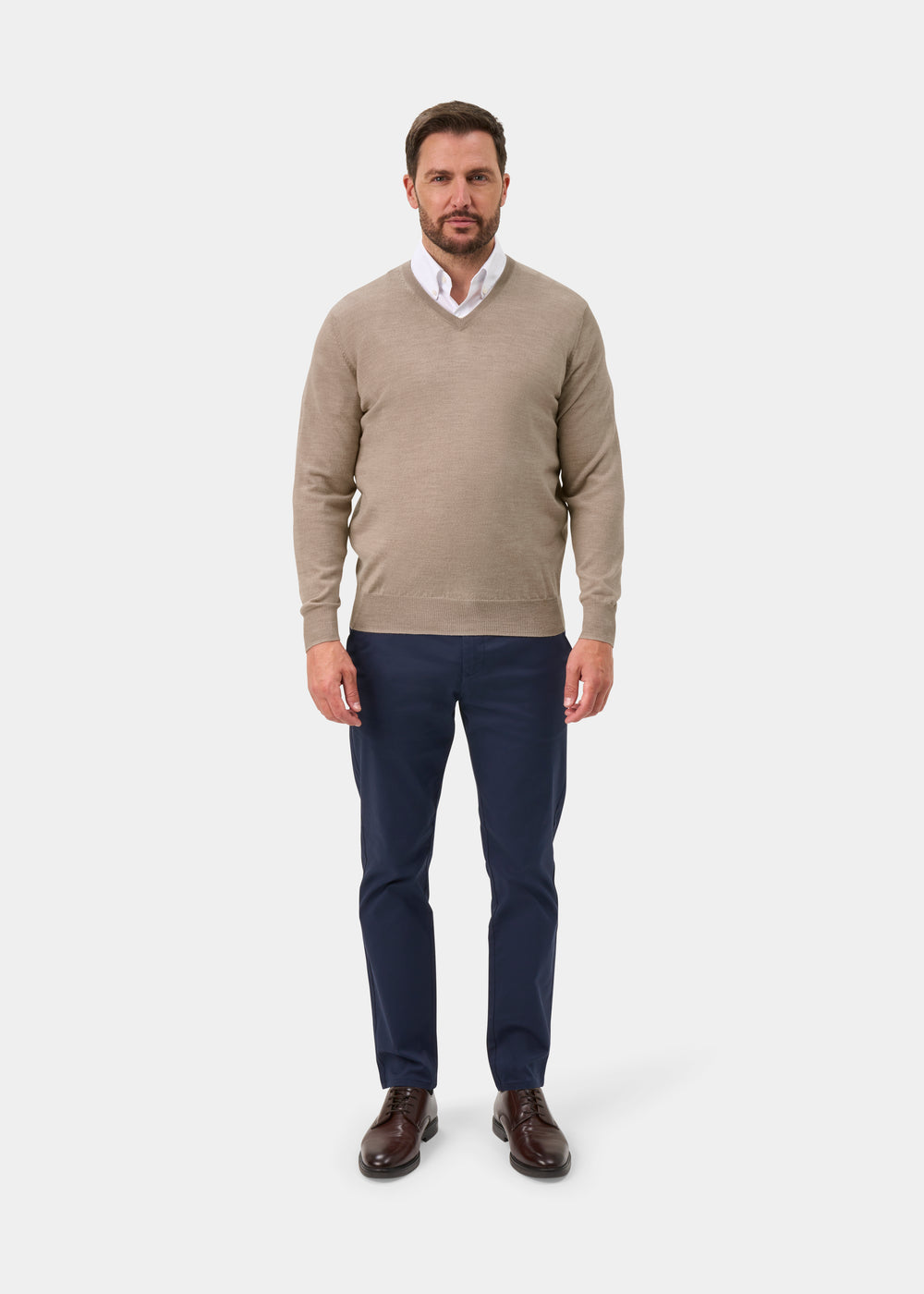 Millbreck Merino Wool Jumper in Cobble - Regular Fit