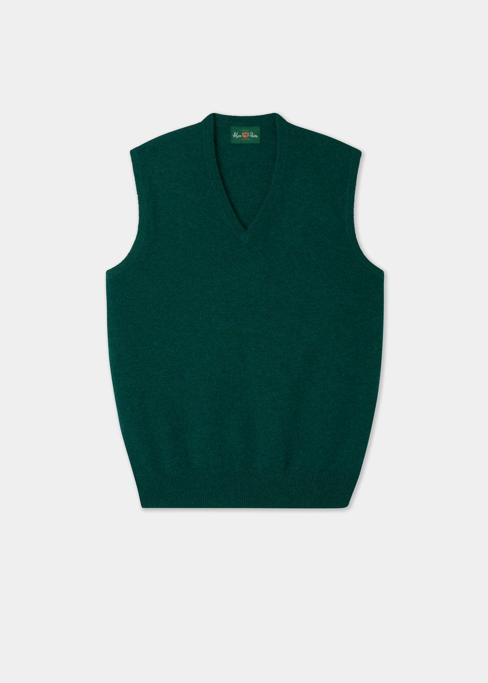 Green sweater vest on a white background
