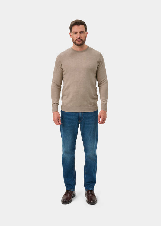 Radstone Merino Wool Crew Neck Jumper In Cobble - Regular Fit