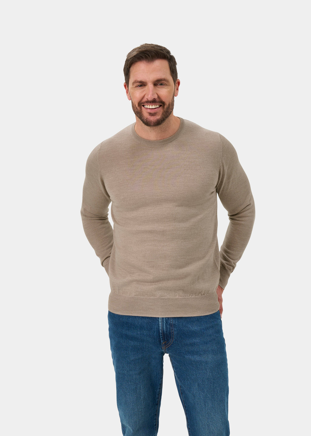 Radstone Merino Wool Crew Neck Jumper In Cobble - Regular Fit