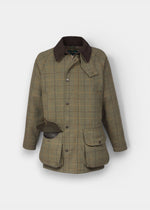 Rutland Men's Tweed Waterproof Shooting Coat in Dark Moss  -  Regular Fit