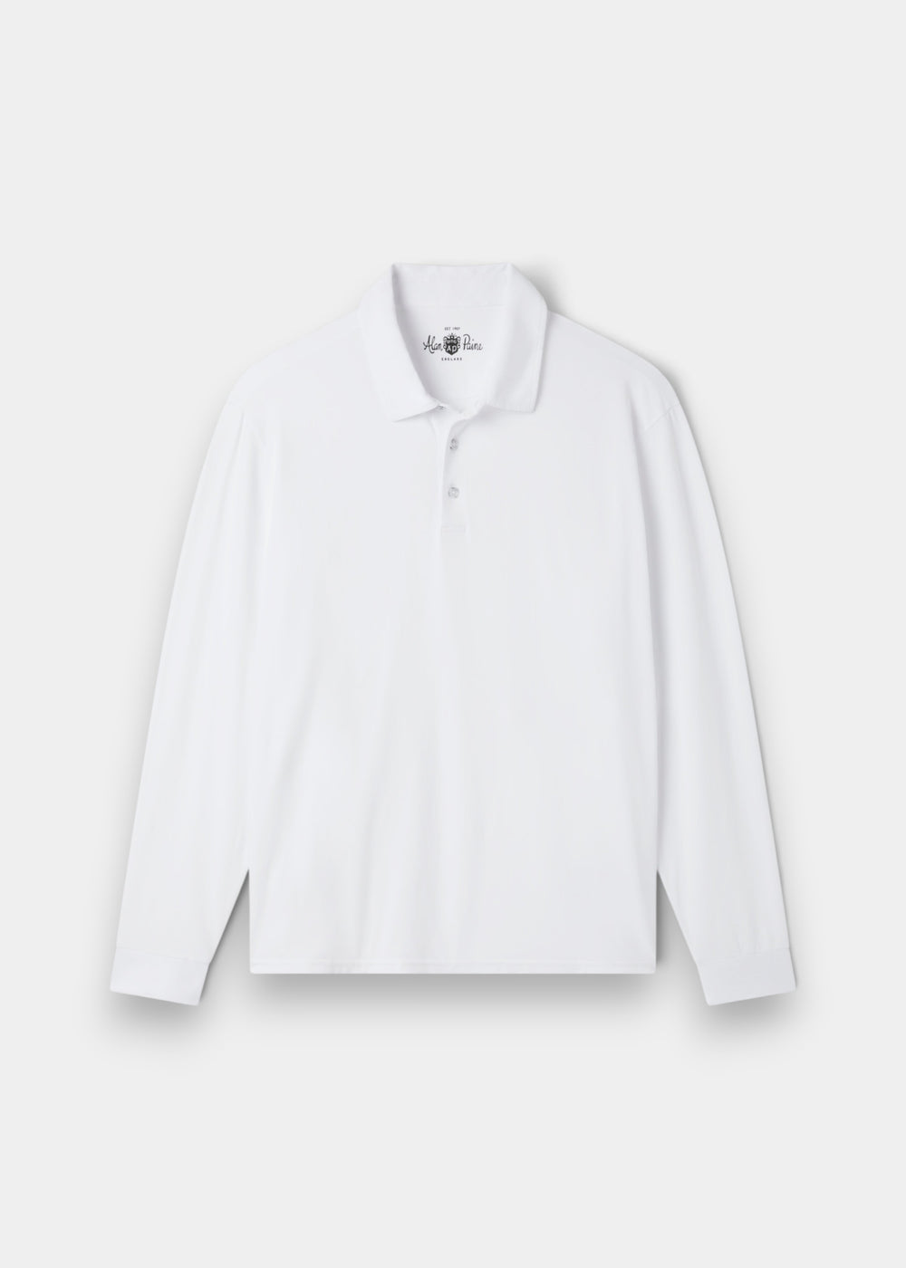 Storwood Cotton Long Sleeve Polo Shirt In White - Regular Fit