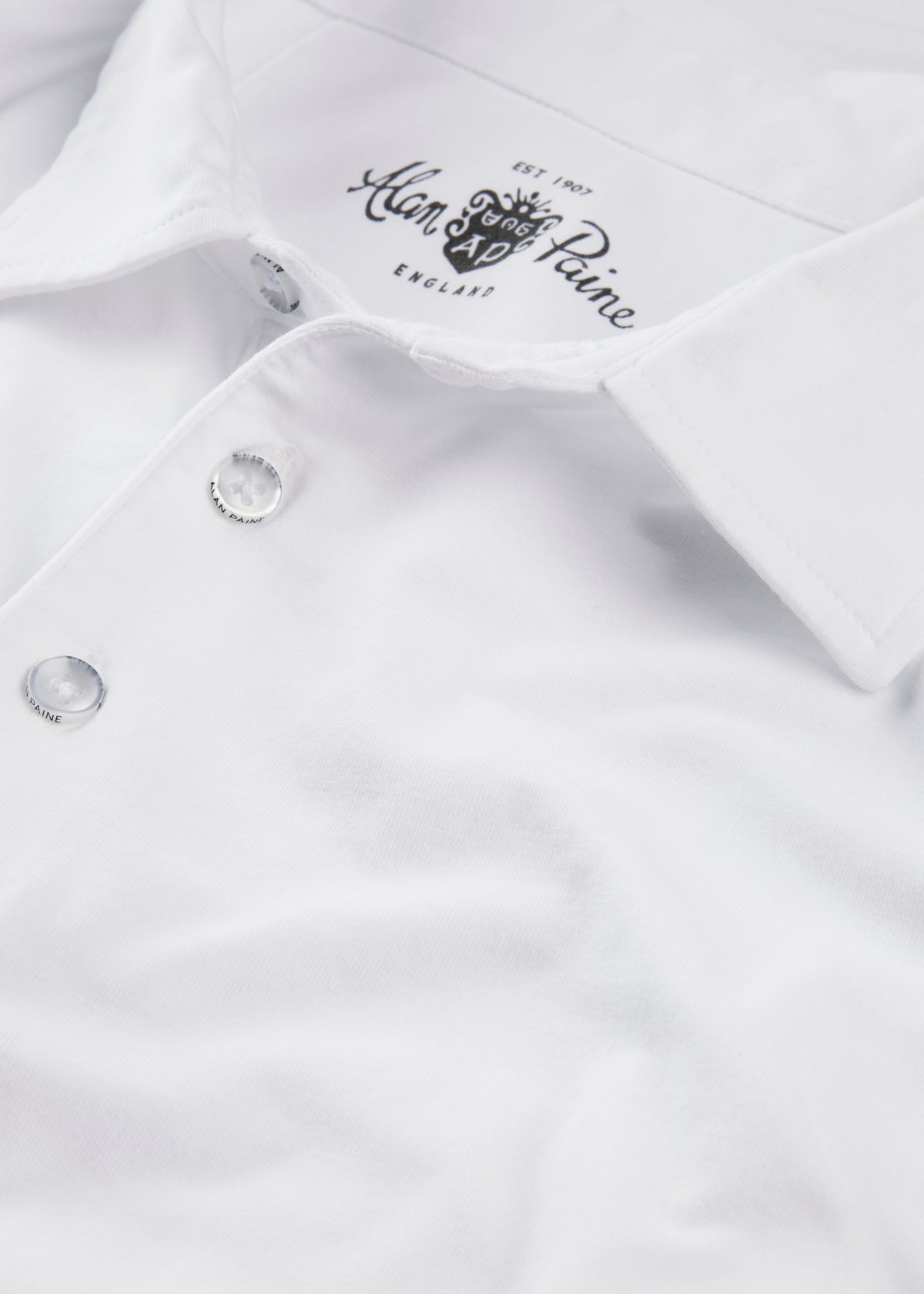 Mens Cotton Long Sleeve Polo Shirt in White