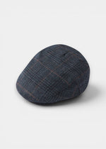 Surrey Men's Tweed Waterproof Flat Cap in Green Check  -  Regular Fit