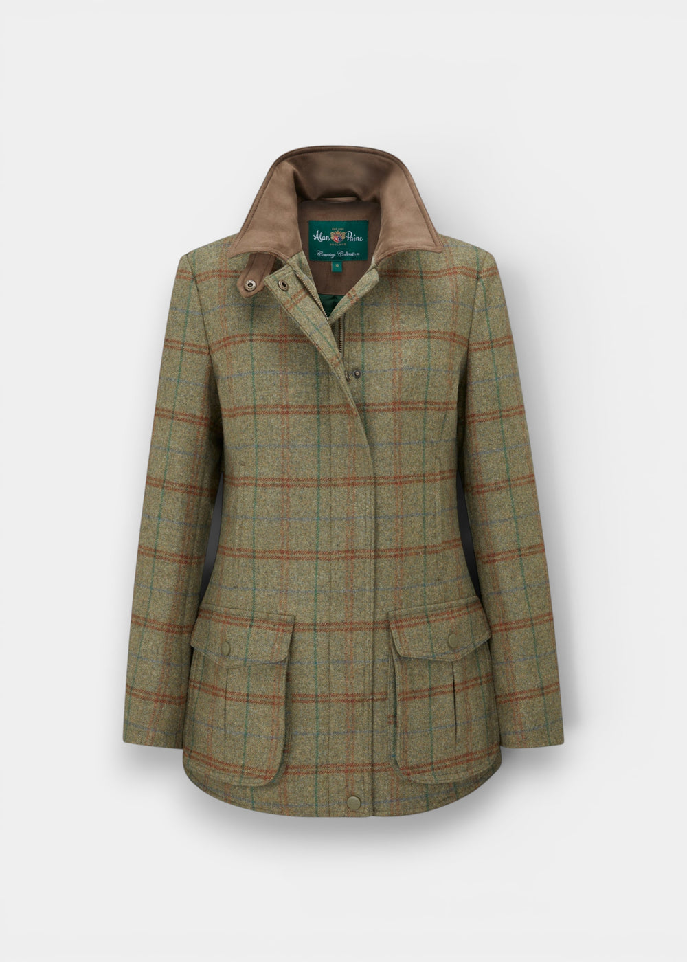 Surrey Ladies Tweed Water Repellent Coat in Clover  -  Regular Fit
