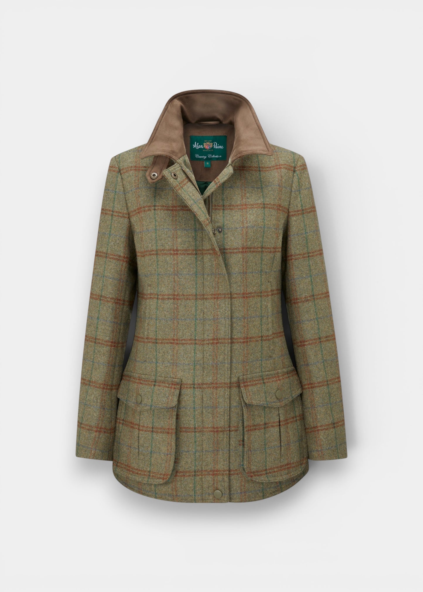 Surrey Ladies Tweed Water Repellent Coat in Clover  -  Regular Fit