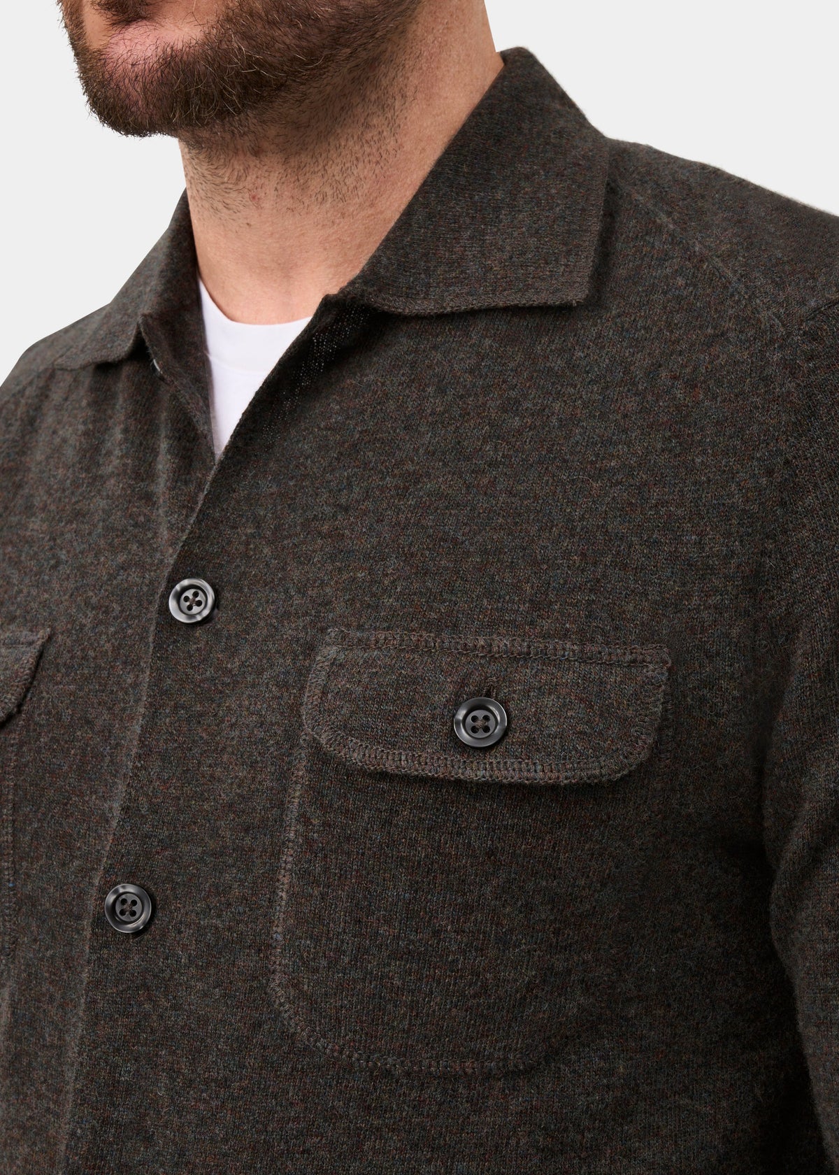 Tore Geelong Wool Knitted Shirt In Cask - Regular Fit