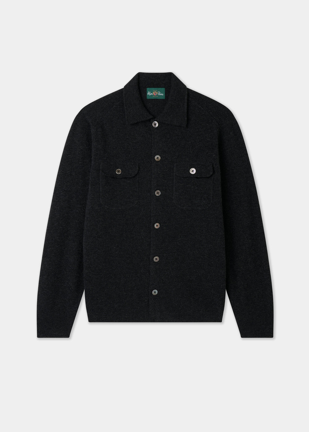 Men's knitted long sleeve shirt in charcoal