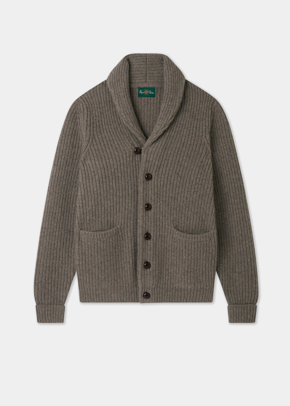Men's Lambswool Jumper with Shawl Collar in Vole