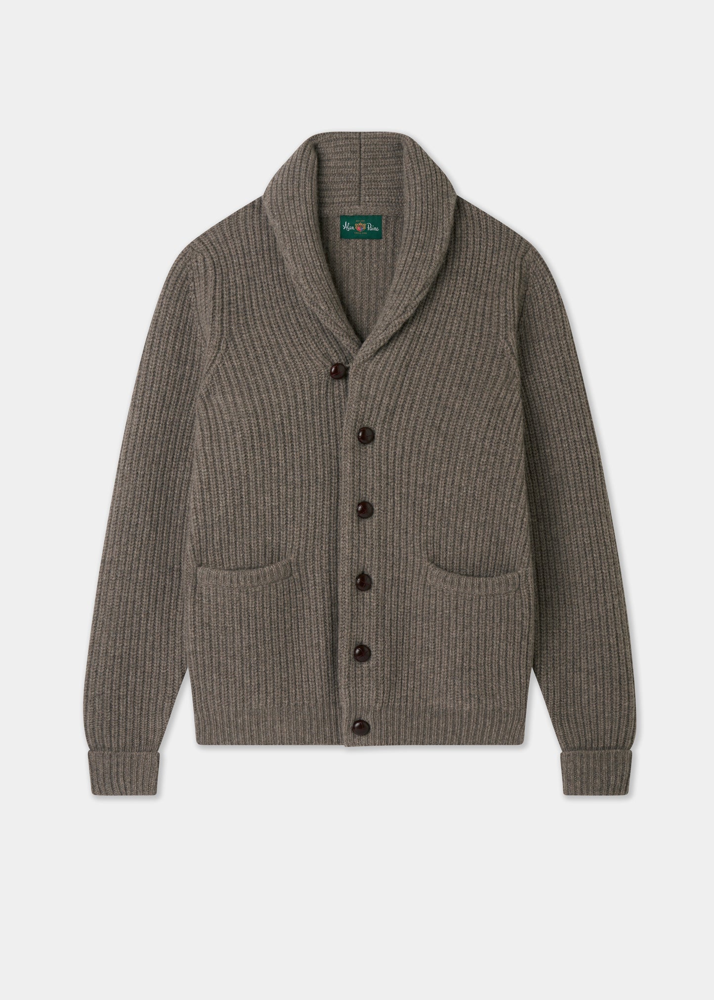 Men's Lambswool Jumper with Shawl Collar in Vole