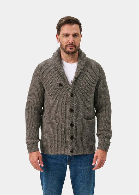 Usworth Lambswool Shawl Collar Jumper In Vole - Regular Fit