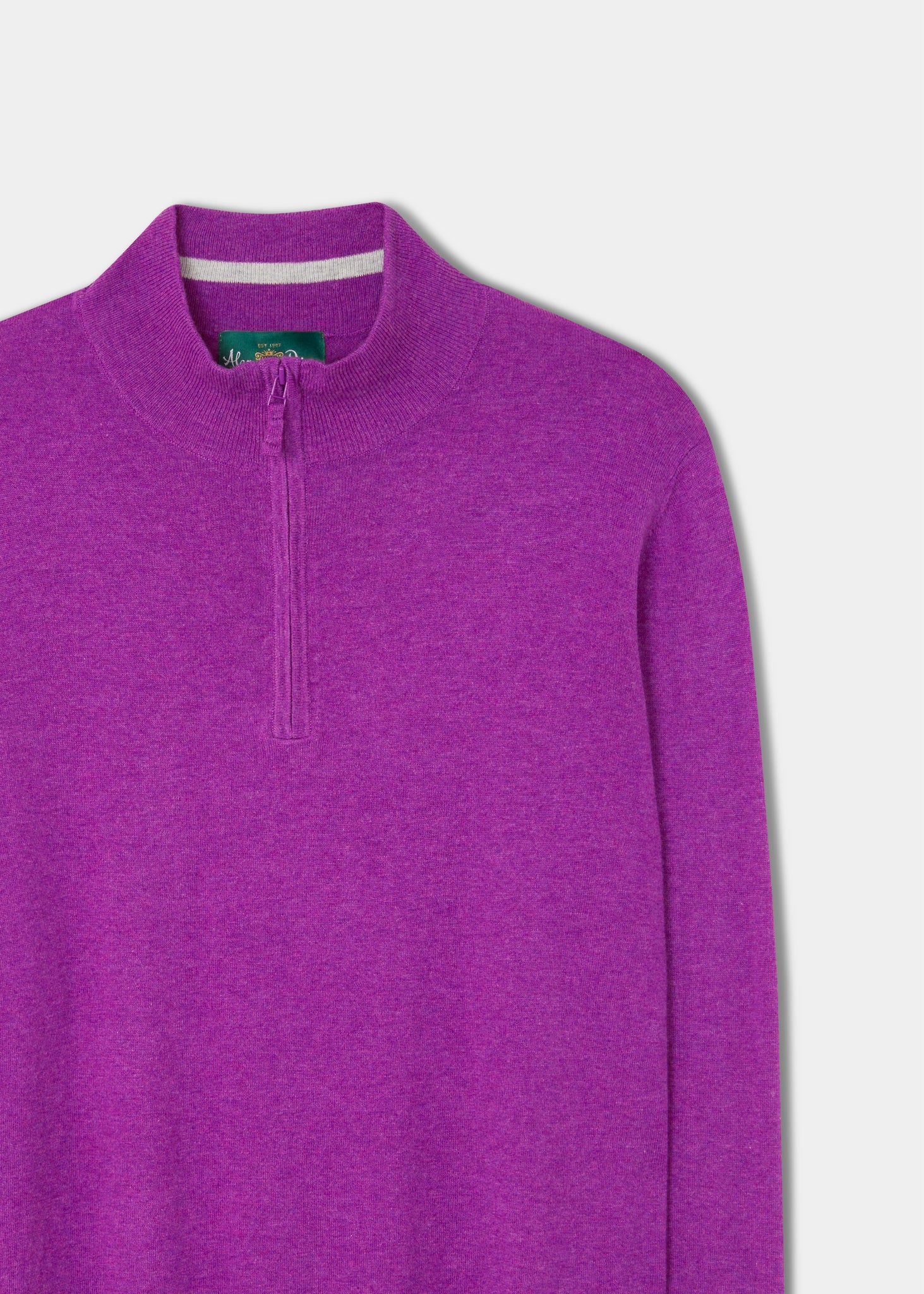 Stowbridge Luxury Cotton 1/4 Zip Jumper In Orchid