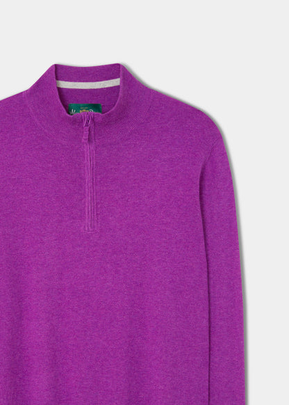 Stowbridge Luxury Cotton 1/4 Zip Jumper In Orchid